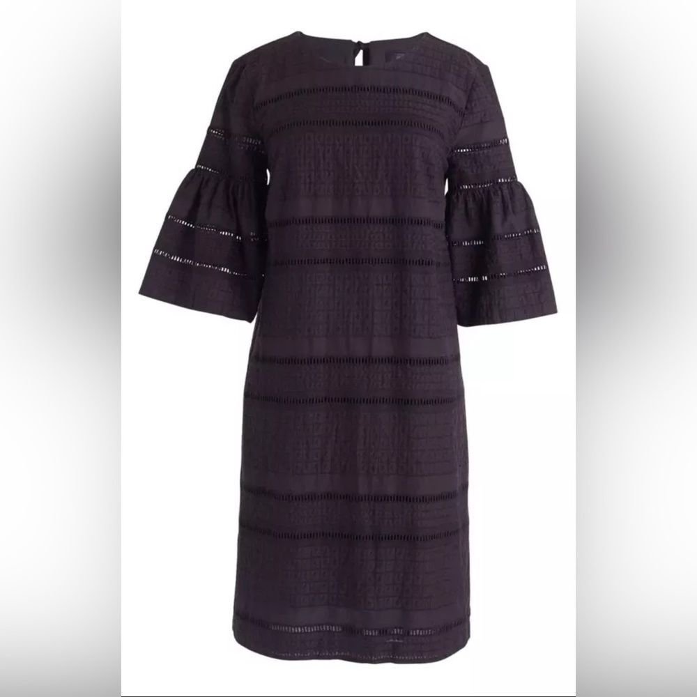 J. CREW black flutter sleeve eyelet shift dress 4